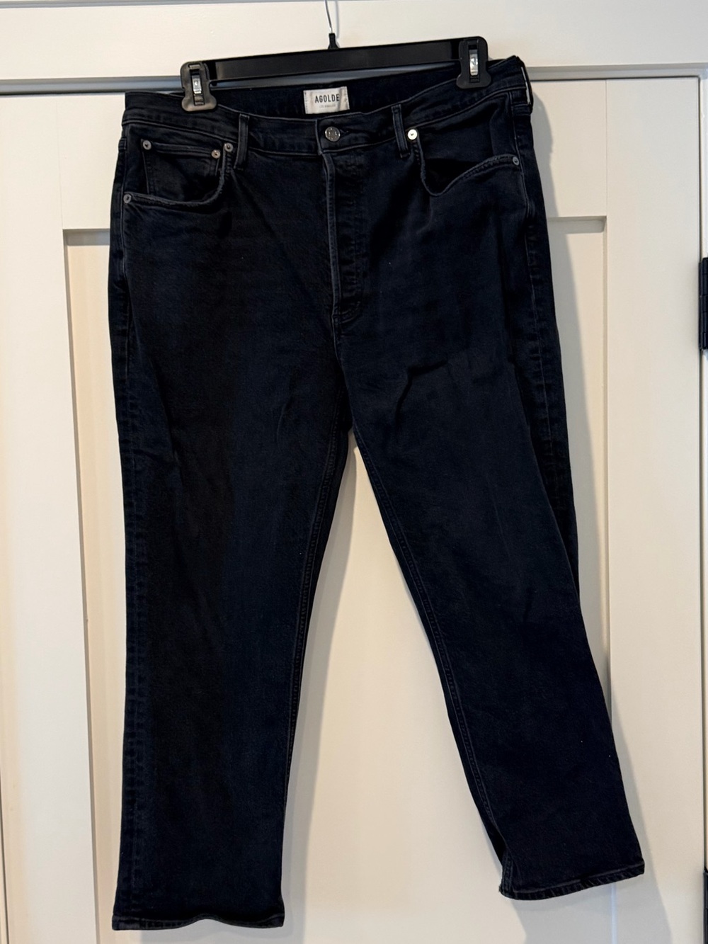 AGOLDE Riley High Rise Straight Crop Jeans Black Size 33 Organic Cotton LA
